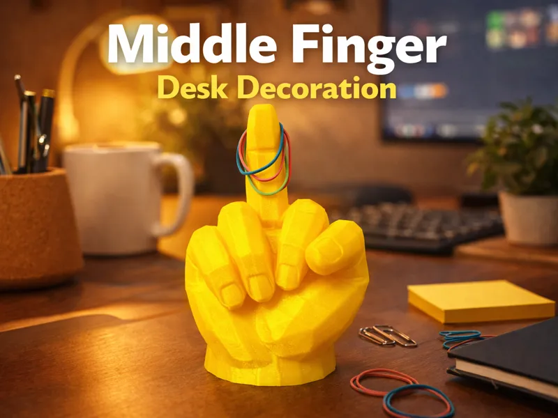 Middle Finger Desk Decor Rubber Band Holder
