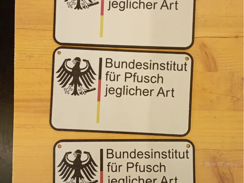 Bundesinstitut für Pfusch jeglicher Art Schild