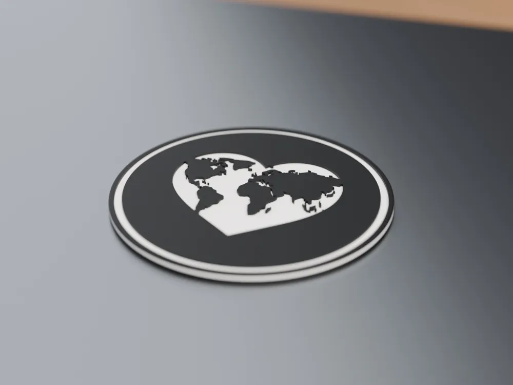 Heart World – Laptop Logo Badge & Coaster - Free 3D Print Model ...