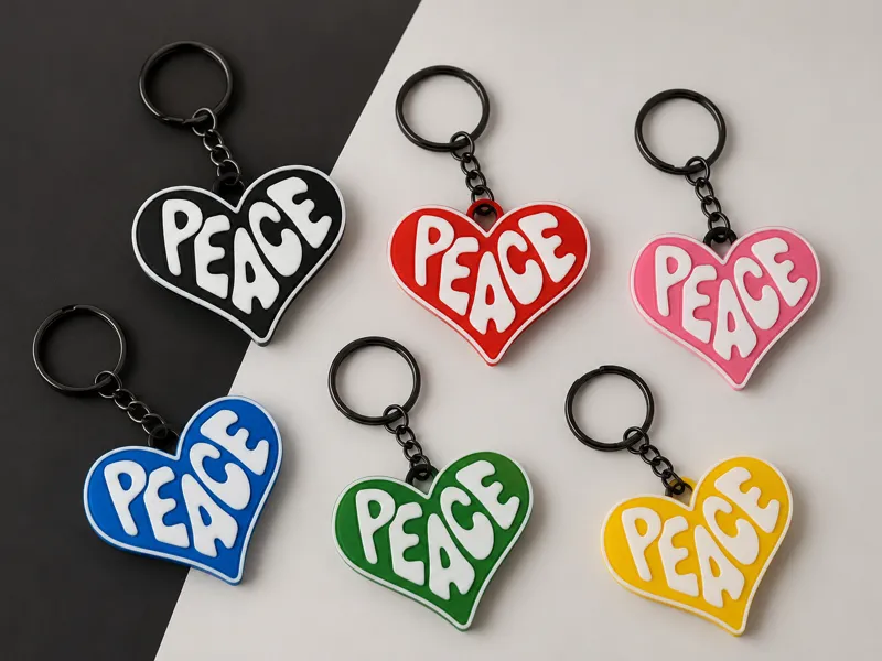 PEACE heart keychain