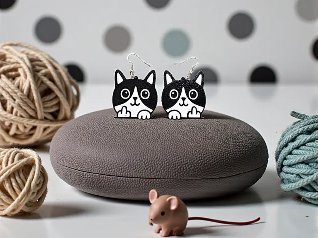 Crazy cat earrings