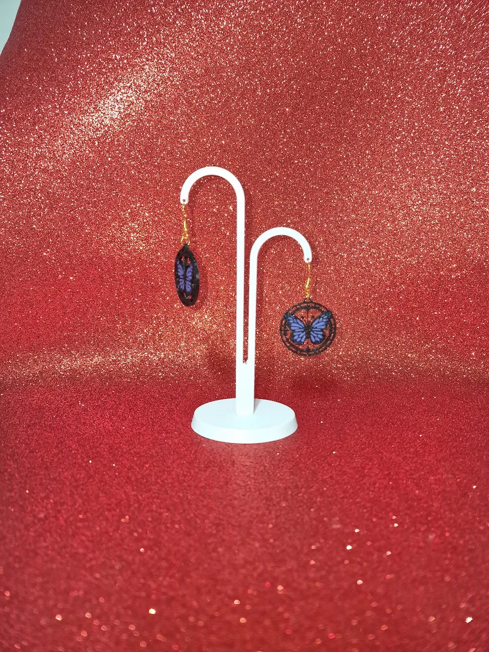 Butterfly in a round earrings view 3
