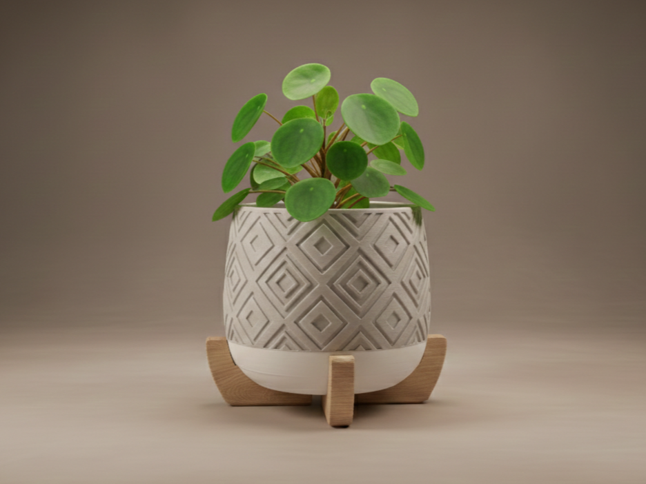 Diamond Planter | Hidden Drip Tray & Stand