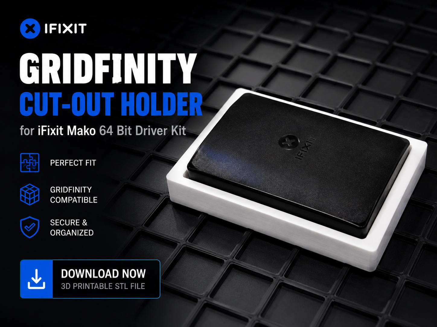 Perfect-Fit Gridfinity Holder for iFixit Mako