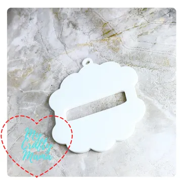 Accesorio para sujetar ligas de cabello: Blank scalloped hair tie holder keychain — vista de referencia 5