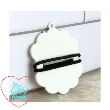Accesorio para sujetar ligas de cabello: Blank scalloped hair tie holder keychain — vista de referencia 3