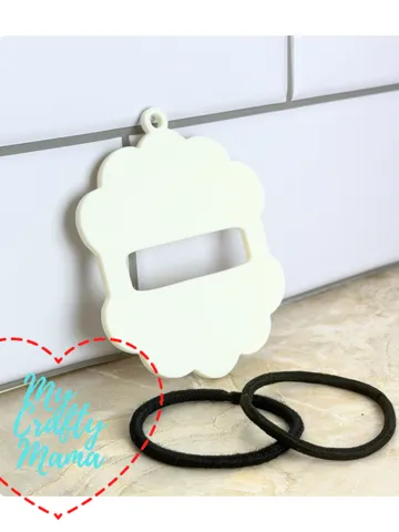 Accesorio para sujetar ligas de cabello: Blank scalloped hair tie holder keychain — vista de referencia 2