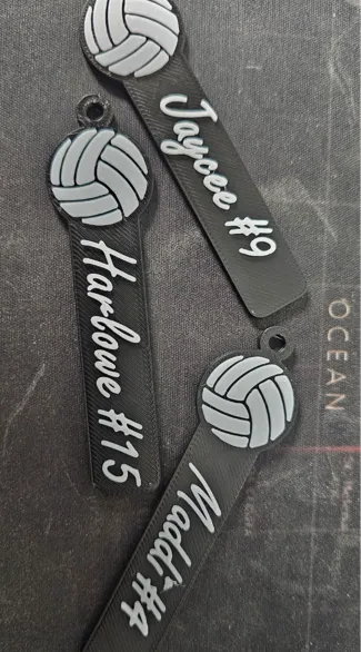 Volleyball Name Tag Keychain