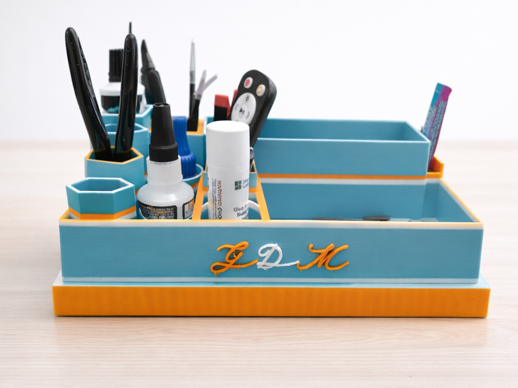 Multi-Compartment Desk Organizer – Customizable 3D