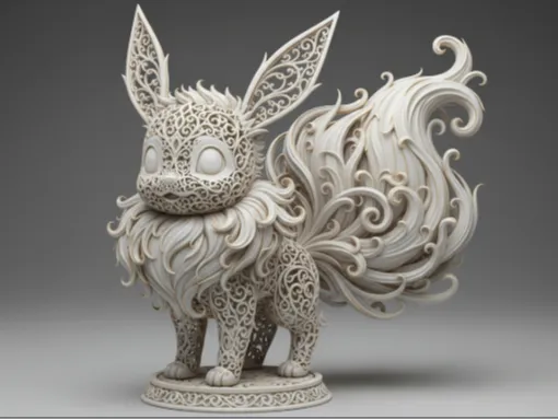 Letrero o emblema decorativo: Ornamental Filigree Eevee pokemon. Referencia del modelo original.