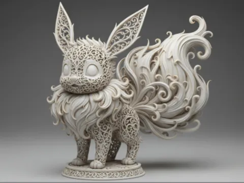 Letrero o emblema decorativo: Ornamental Filigree Eevee pokemon — referencia de MakerWorld