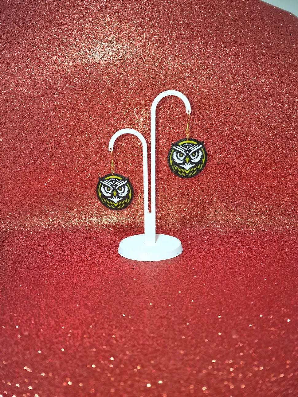 Round owl earrings view 3