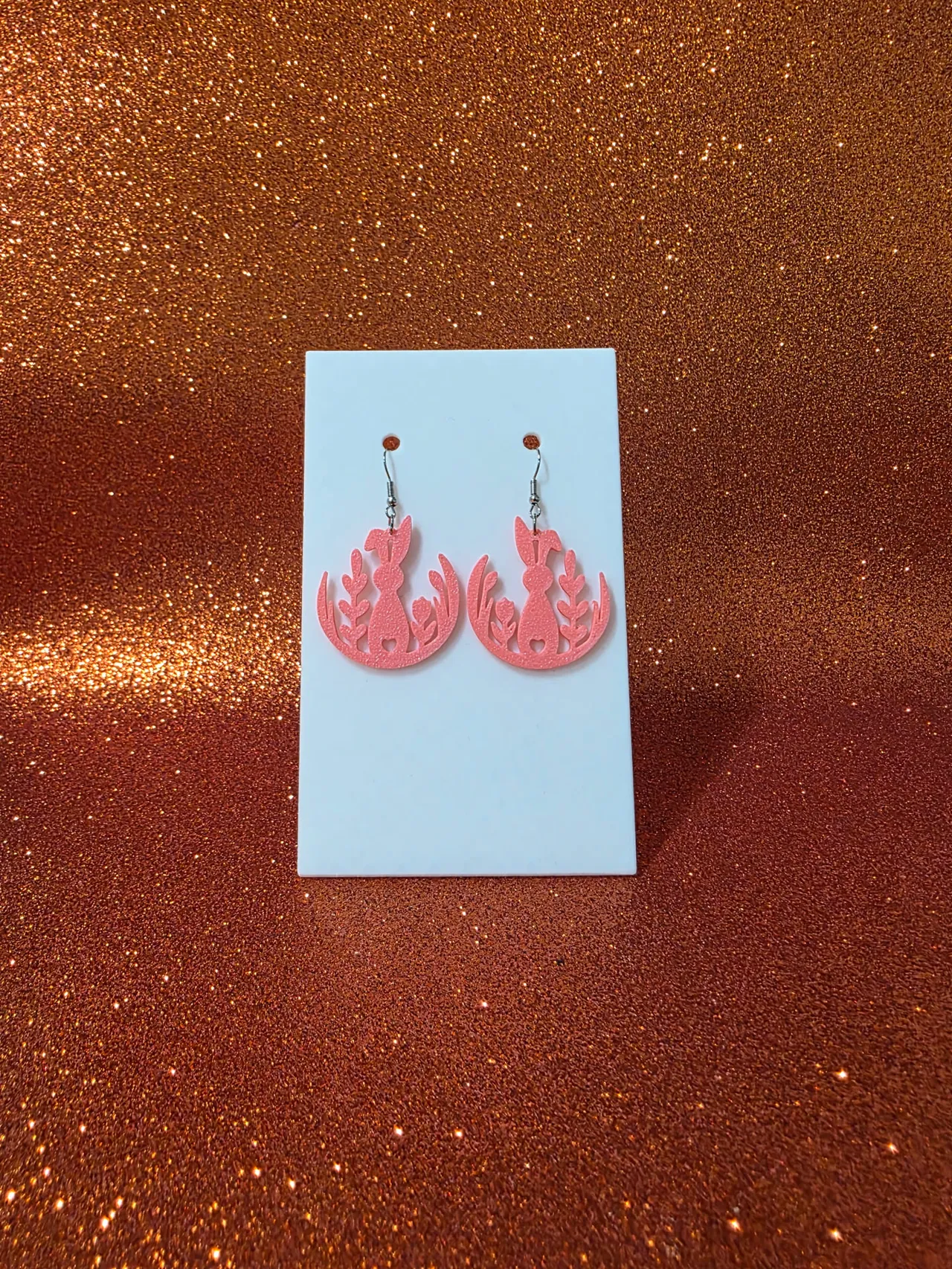 Garden bunny earrings view 2