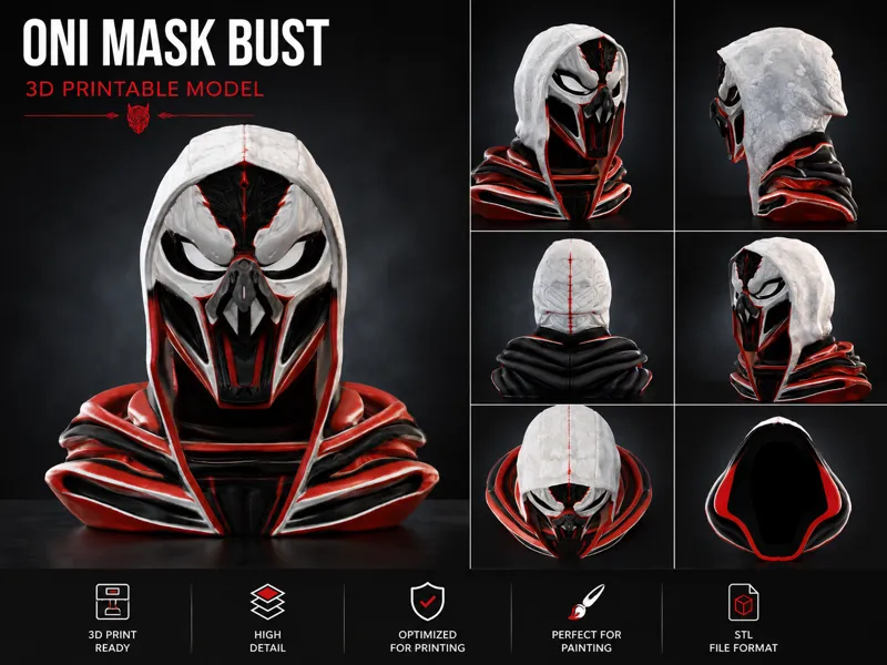 Cyber Oni Mask Bust – 3D Druck Modell