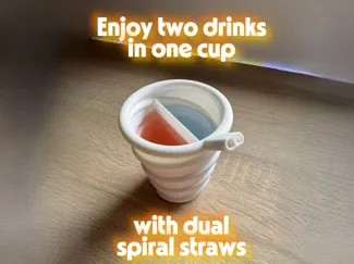 Dual-Drink Spiral Cup with Smart Straw Control