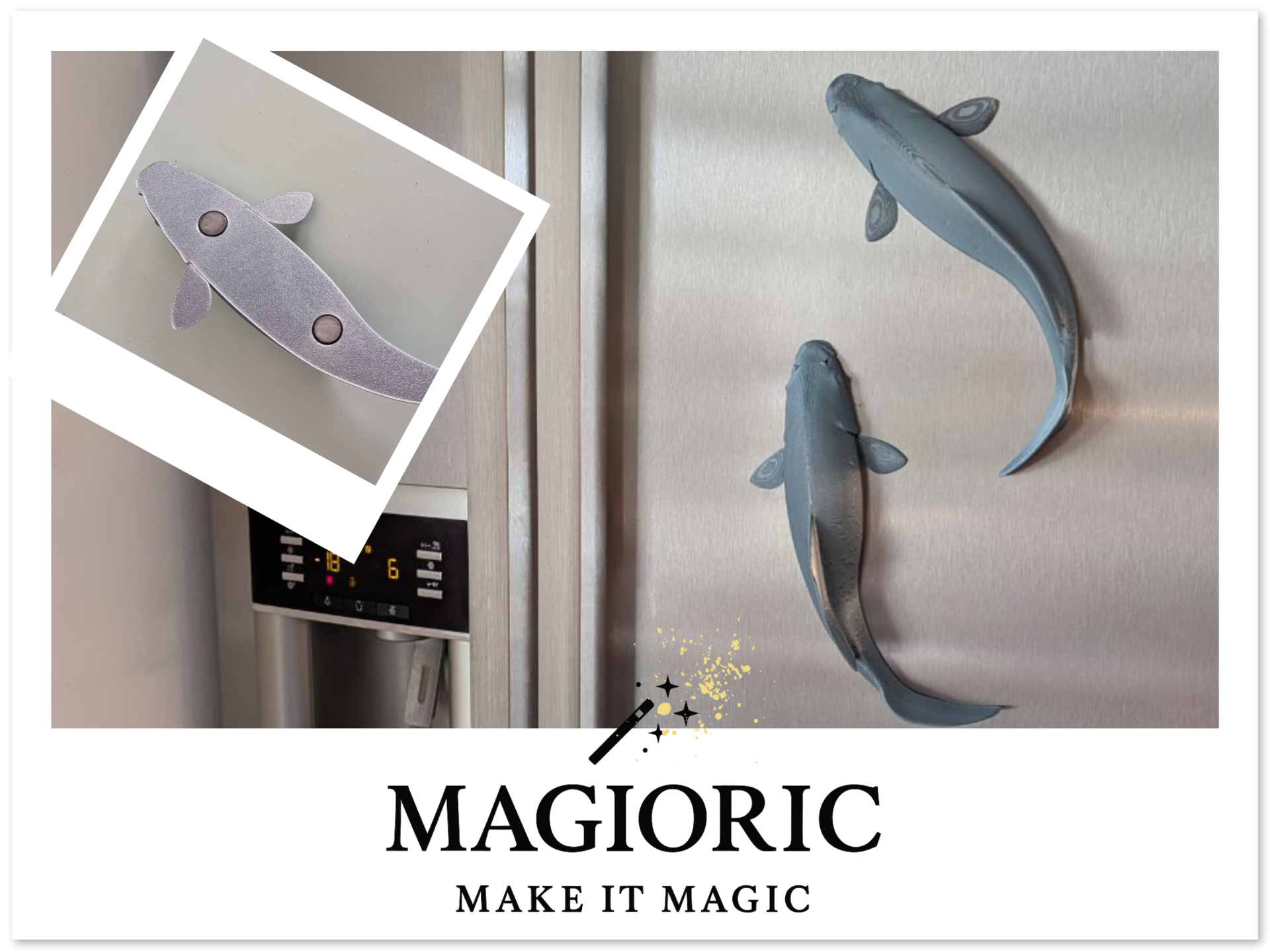 Yin & Yang Koi Pair Fish Fridge Magnets –  Set