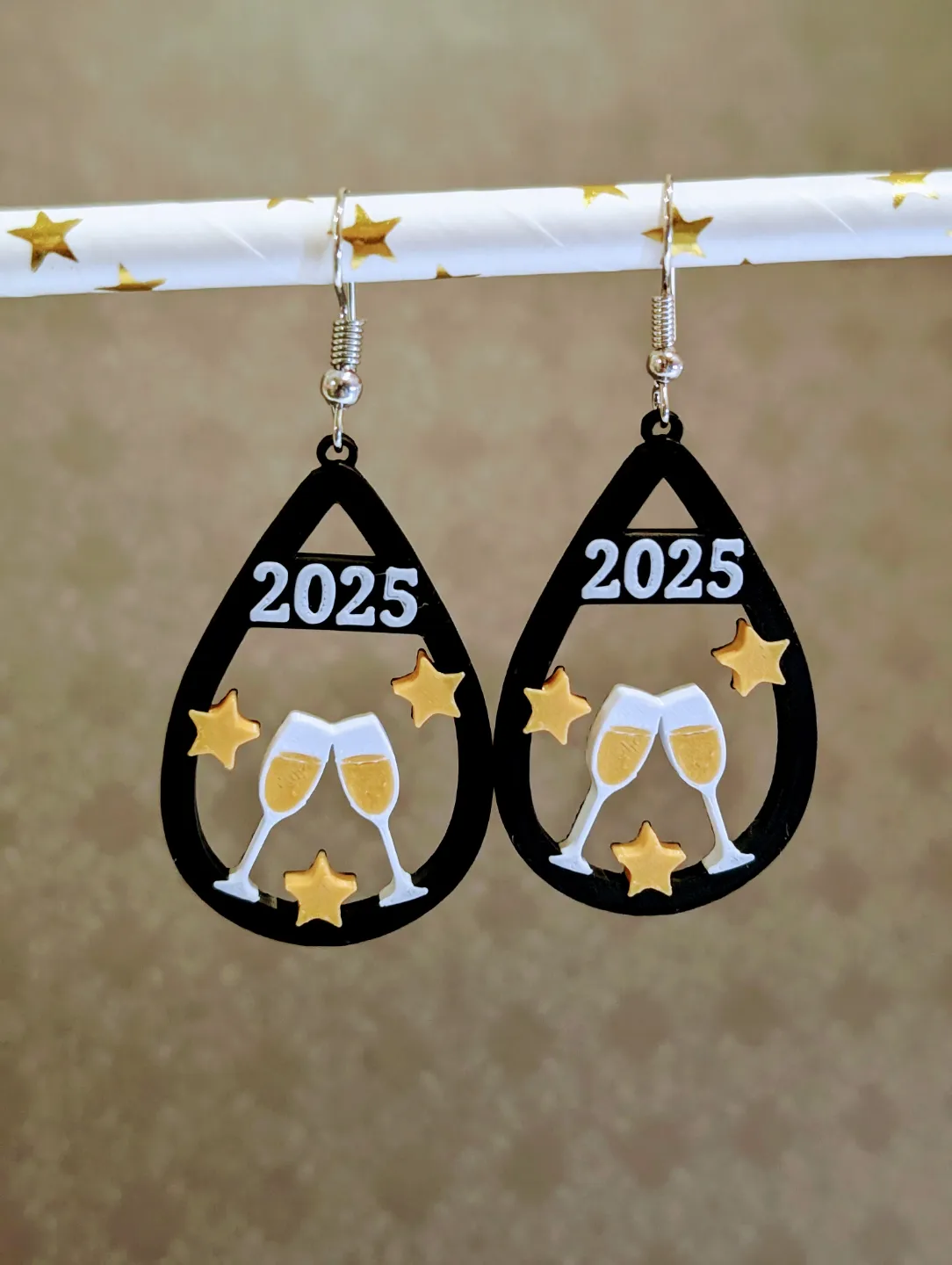 2025 New Years Earrings - .2mm & .4mm versions view 3