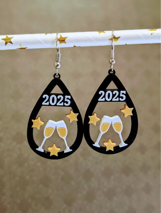 2025 New Years Earrings - .2mm & .4mm versions