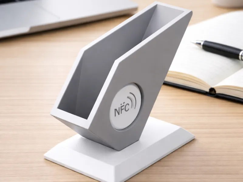 business card holder with a hidden NFC tag slot