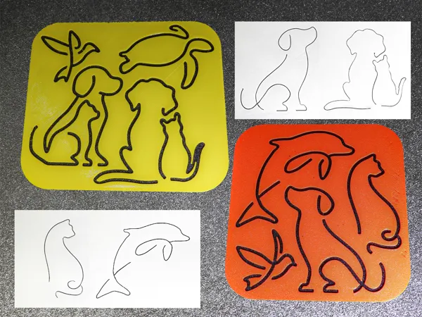 Set de pochoirs animaux style one line art