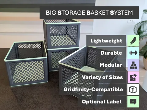 Big Storage Basket System – Size: Medium view 2