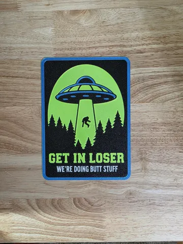 Letrero o emblema decorativo: Alien Abduction Sign - Get in Loser - 200 x 145mm — vista de referencia 4