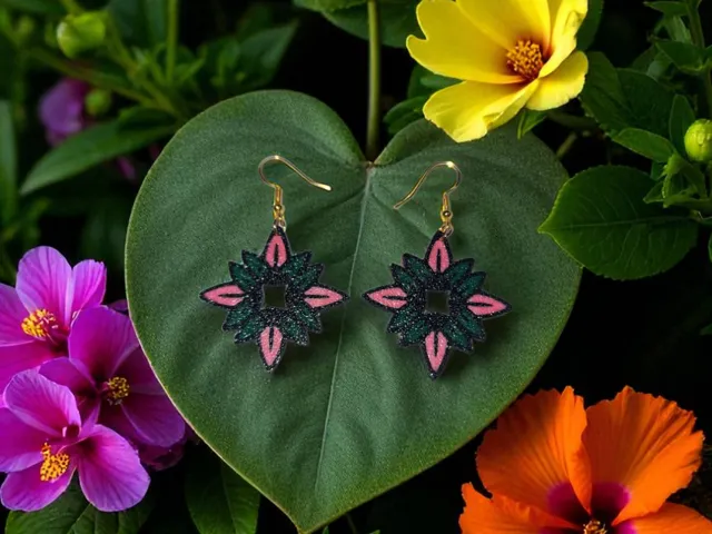 Tropical flower earrings
