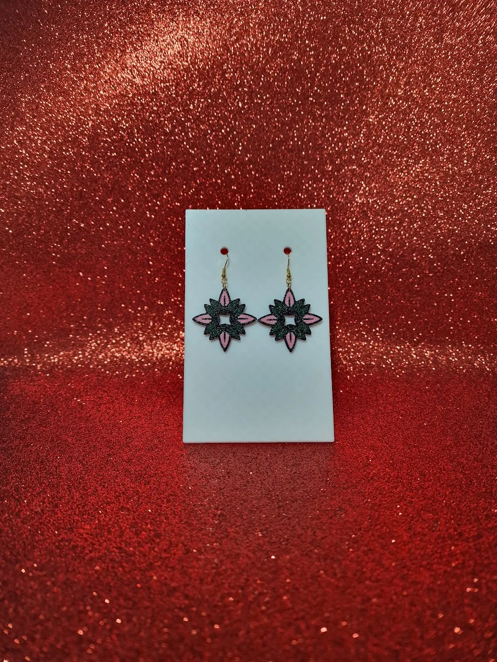 Tropical flower earrings view 2