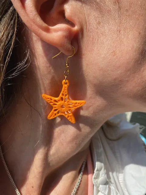 Starfish Coral Earrings for Summer fast print view 3