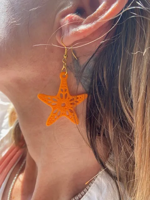 Starfish Coral Earrings for Summer fast print view 2
