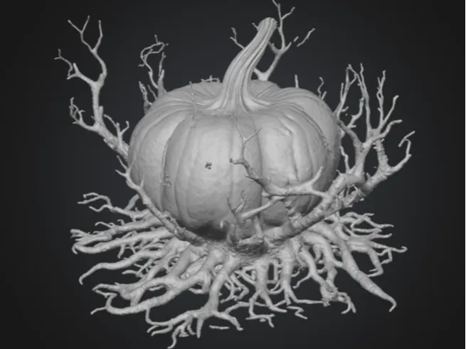 Halloween: Realistic 3D Pumpkin with Roots