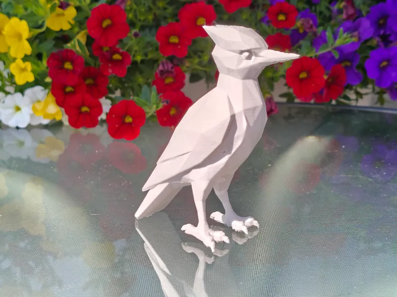 Geometric Low Poly Woodpecker Figurine