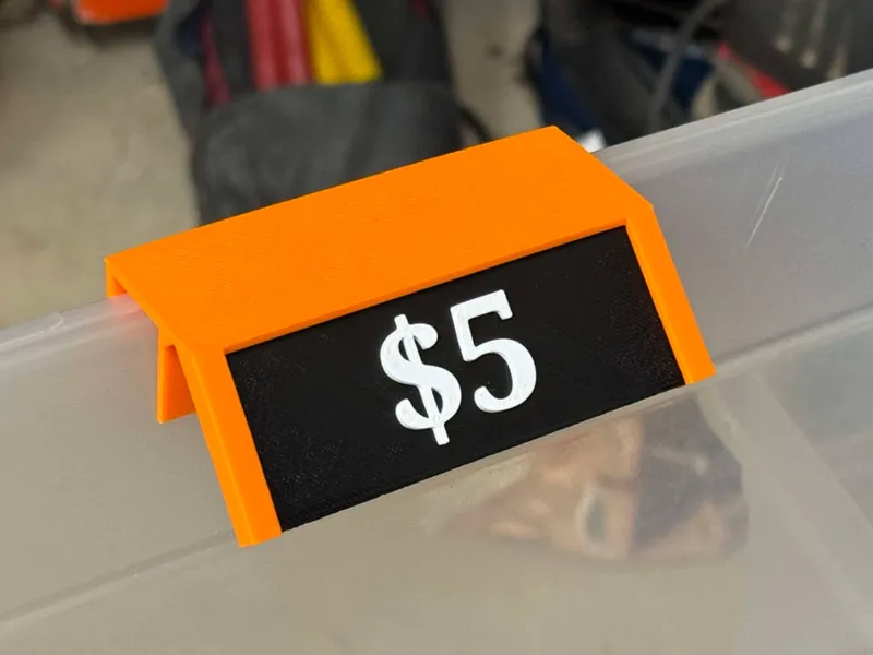 Price Tag Holder for 41Qt Sterilite Tote, 45 Deg
