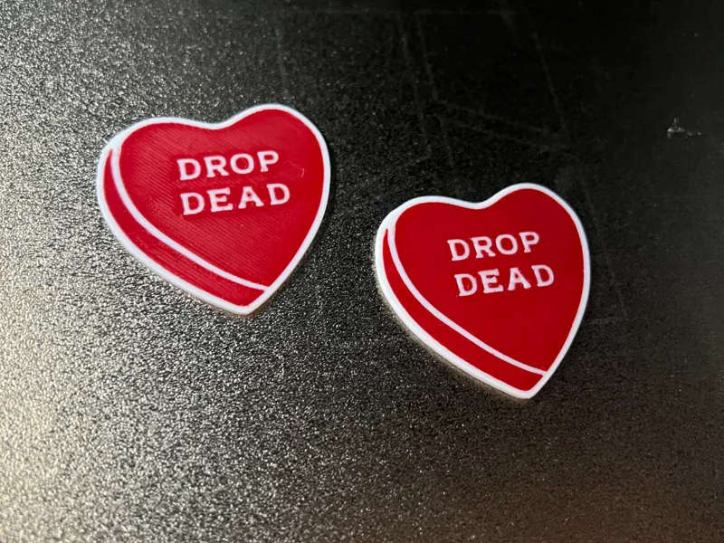 DROP DEAD conversation heart art 