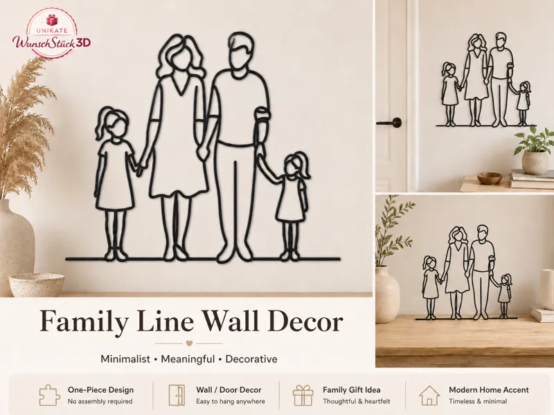 Cute Family Decor Minimalist Wall Art Line