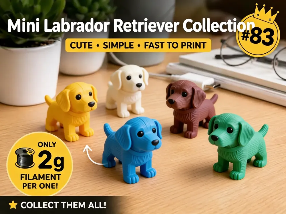 Objeto manipulable: Mini Labrador Retriever Fidget - Micro Zoo. Referencia del modelo original.