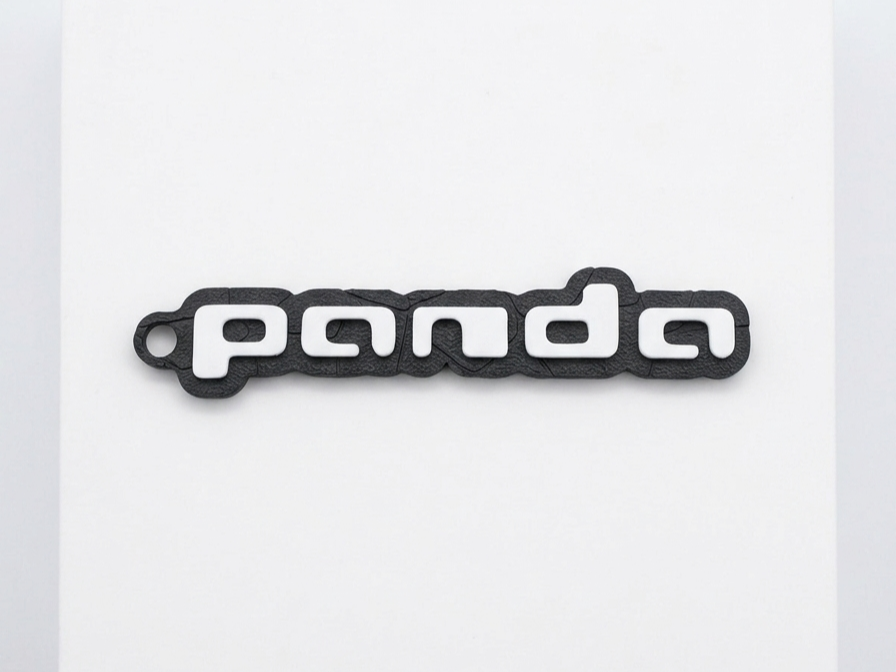 Panda Logo Keychain - Turtle Shell Pattern