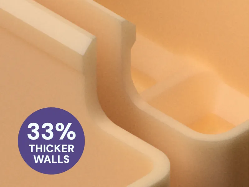 Heavy-duty gridfinity bins with 33% thicker walls