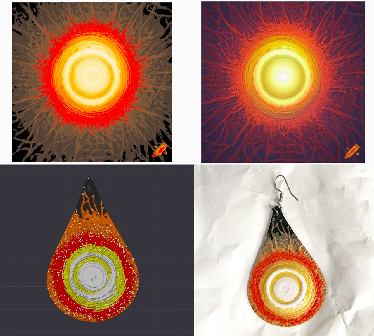 Sunburst Earrings HueForge view 4