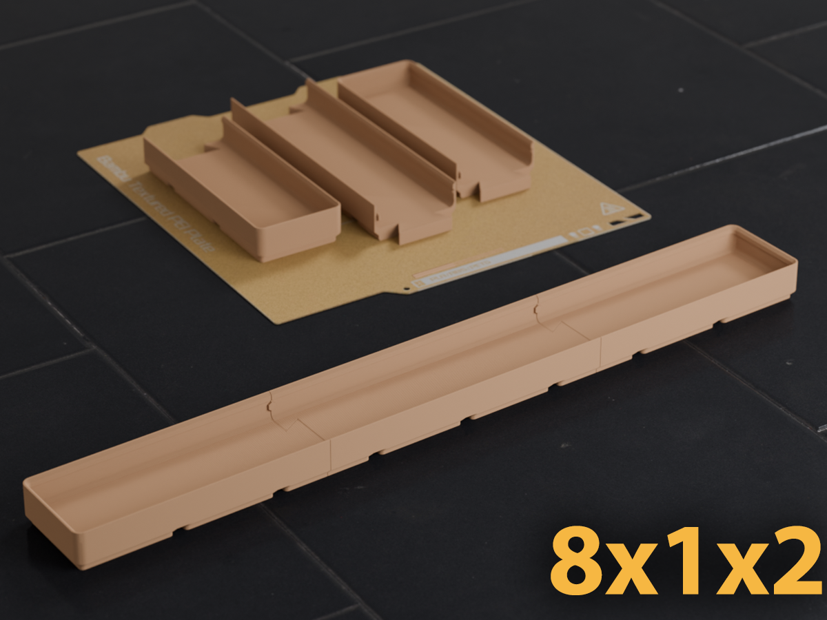 Gridfinity 8x1 Bin 2U A1 Mini Dovetail Split Fit