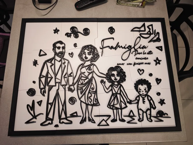 Quadro Famiglia Puzzle con frase