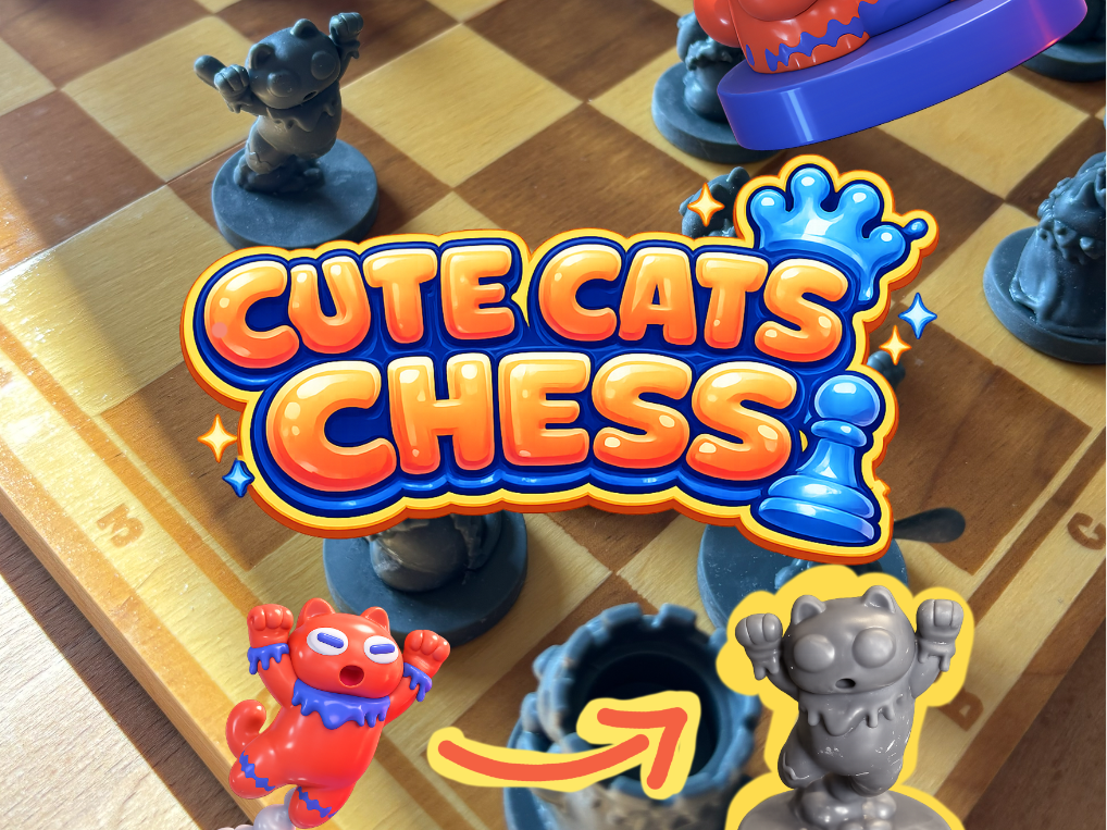 Cute Cats Chess | Kawaii Chess Set for 3D Printing