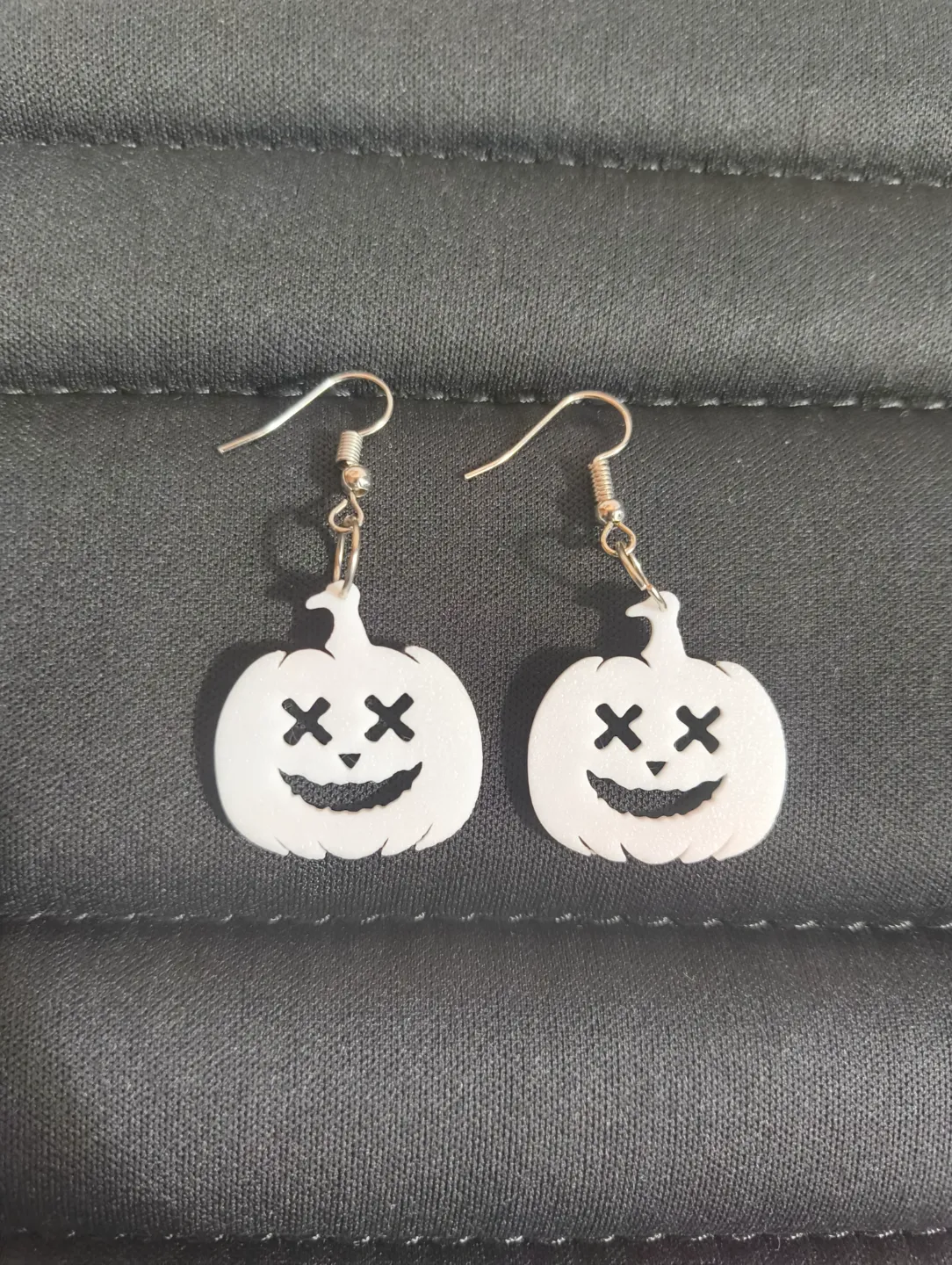 Halloween pumpkin earring view 2