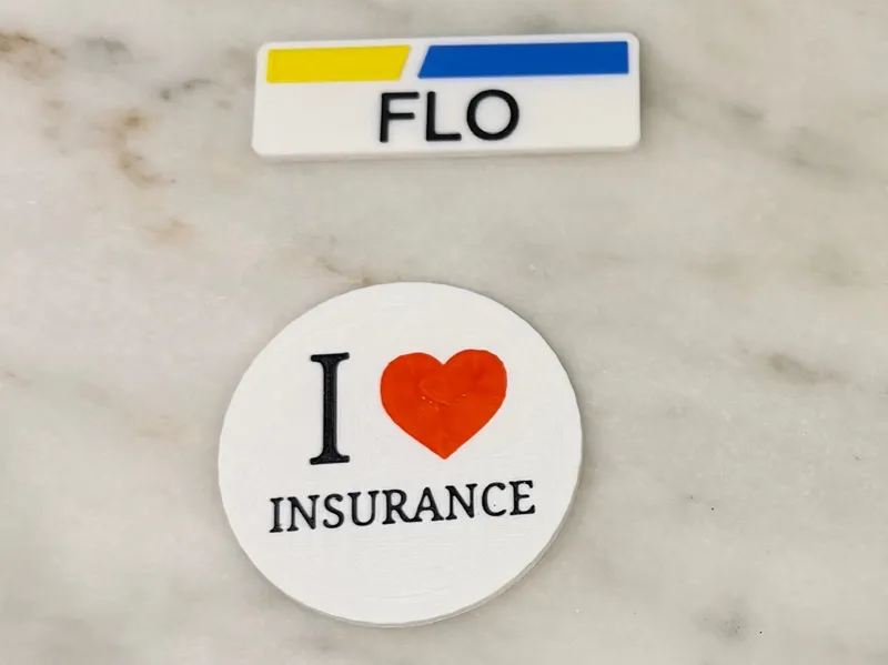 I love/heart Insurance button Flo from Progressive