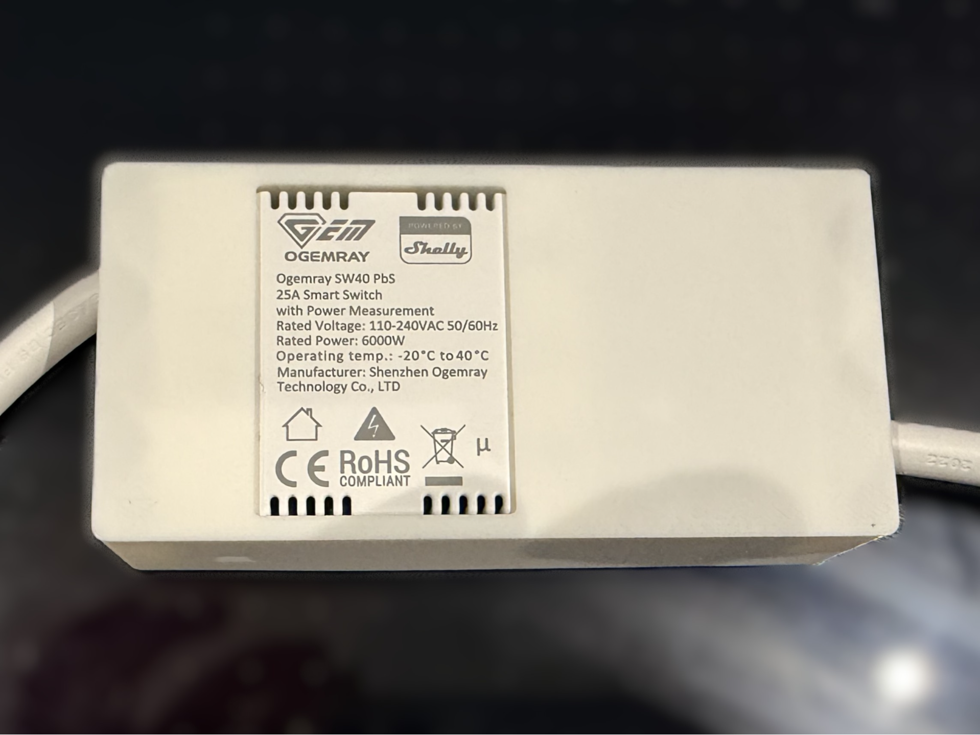 Shelly Ogemray SW40 25A Smart Switch Case