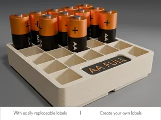 Gridfinity AA Battery Storage 2x2x3 with Label