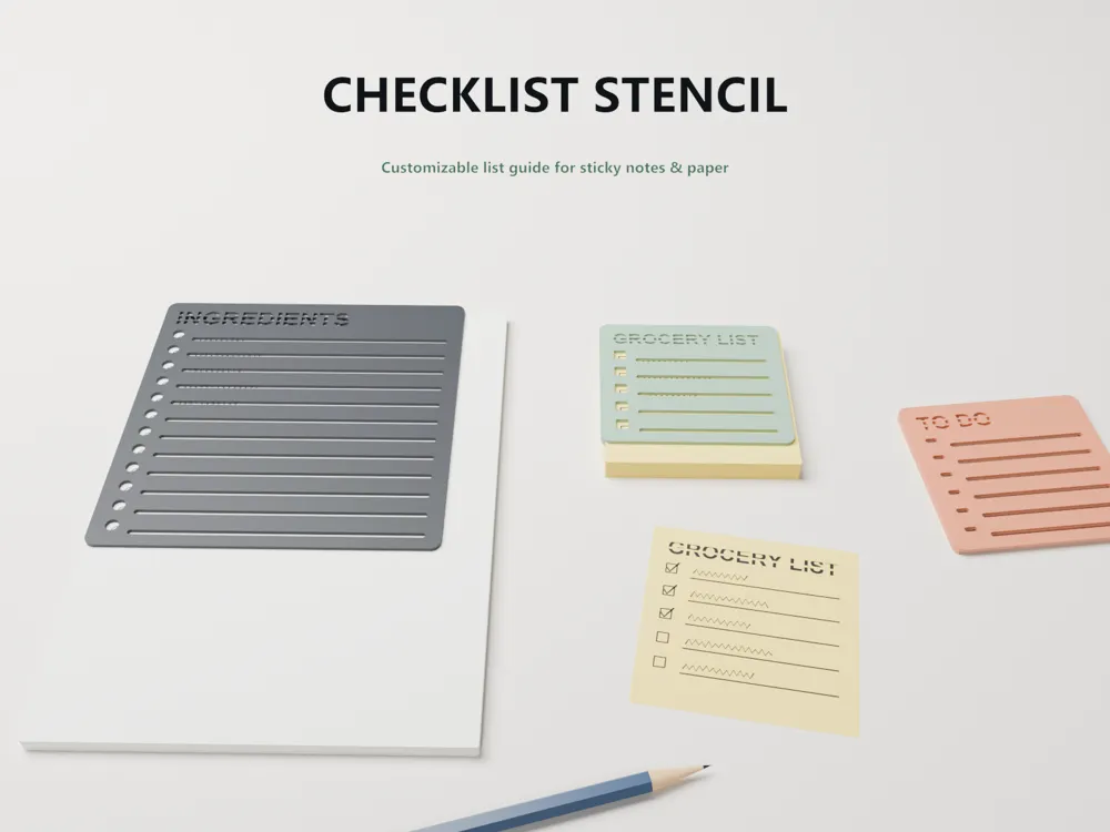 Checklist Writing Image Checklist Stencil - Customizable List Guide - Free 3D Print Model ...