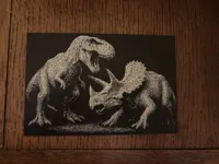 Duel de dinosaures - bas-relief bicolore — photo 4