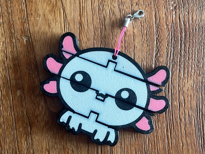 Flexi Axolotl Keychain (cute Kawaii style)