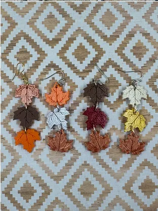 Falling Leaf 3 Stack Earrings view 2